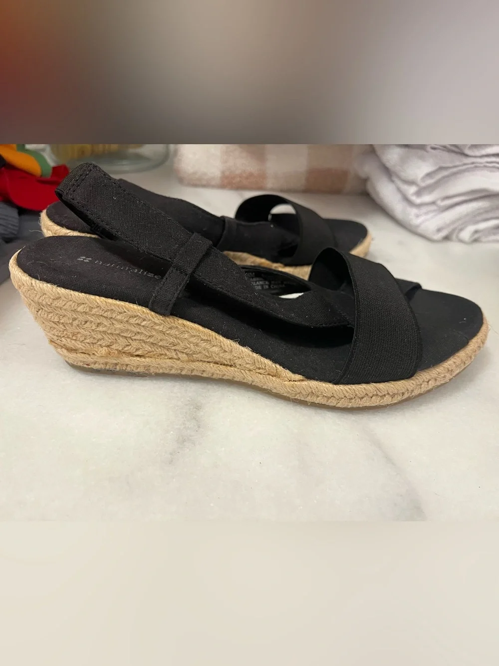 Naturalizer Black Canvas Slingback Espadrilles